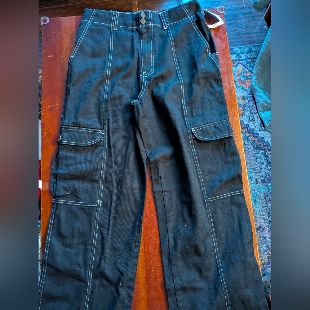 RSQ Black Wide Leg Cargo Pants